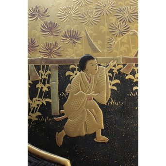 芝山細工蒔絵大飾棚 / 紅木蒔絵博古櫃　Q075 