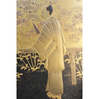 芝山細工蒔絵大飾棚 / 紅木蒔絵博古櫃　Q075 