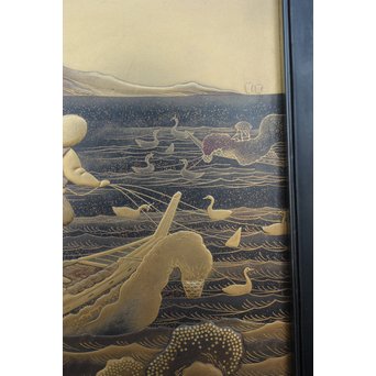 芝山細工蒔絵大飾棚 / 紅木蒔絵博古櫃　Q075 