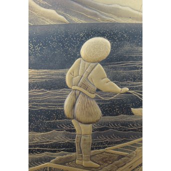 芝山細工蒔絵大飾棚 / 紅木蒔絵博古櫃　Q075 