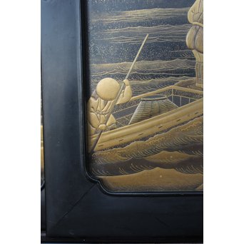 芝山細工蒔絵大飾棚 / 紅木蒔絵博古櫃　Q075 