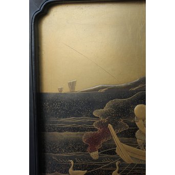 芝山細工蒔絵大飾棚 / 紅木蒔絵博古櫃　Q075 