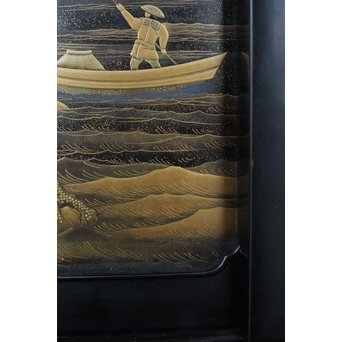 芝山細工蒔絵大飾棚 / 紅木蒔絵博古櫃　Q075 