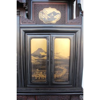 芝山細工蒔絵大飾棚 / 紅木蒔絵博古櫃　Q075 