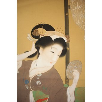 横尾芳月《美人画》絹本まくり　Z180 