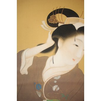横尾芳月《美人画》絹本まくり　Z180 