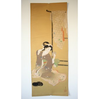 横尾芳月《美人画》絹本まくり　Z180