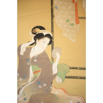 横尾芳月《美人画》絹本まくり　Z180 