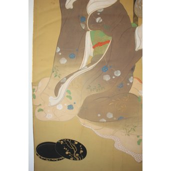 横尾芳月《美人画》絹本まくり　Z180 