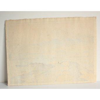 吉田博 富士拾景 河口湖 自摺大正15年作 新版画　Z181 