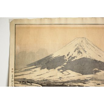 吉田博 富士拾景 河口湖 自摺大正15年作 新版画　Z181 