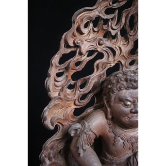 仏教美術 木彫不動明王坐像　X152 