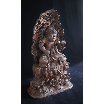 仏教美術 木彫不動明王坐像　X152 