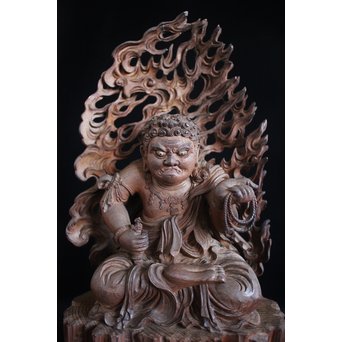 仏教美術 木彫不動明王坐像　X152 