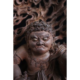 仏教美術 木彫不動明王坐像　X152 