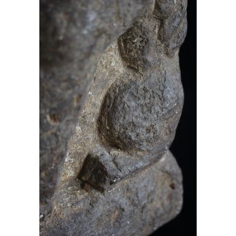 肥前系狛犬 蹲踞 石彫一対　X153 