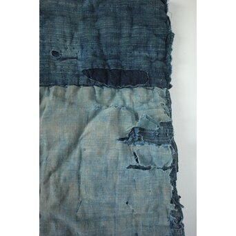 藍染 ボロ 継接ぎの敷物　U114 