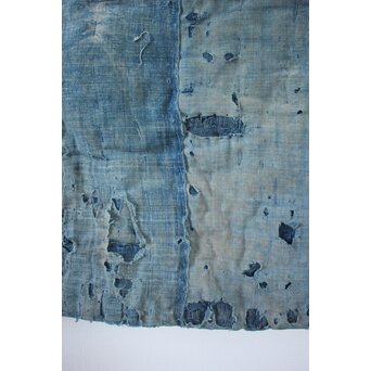 藍染 ボロ 継接ぎの敷物　U114 