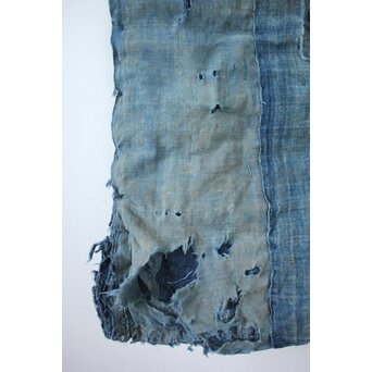 藍染 ボロ 継接ぎの敷物　U114 