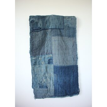 藍染 ボロ 継接ぎの敷物　U114 