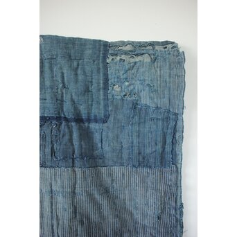 藍染 ボロ 継接ぎの敷物　U114 