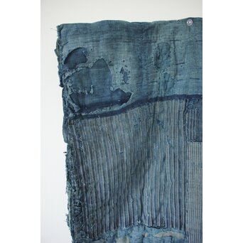 藍染 ボロ 継接ぎの敷物　U114 