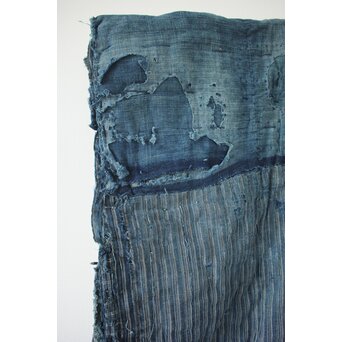 藍染 ボロ 継接ぎの敷物　U114 