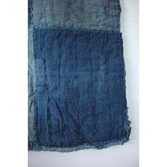 藍染 ボロ 継接ぎの敷物　U114 