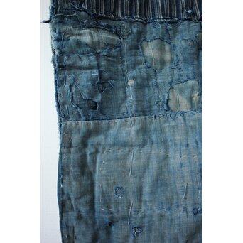 藍染 ボロ 継接ぎの敷物　U114 