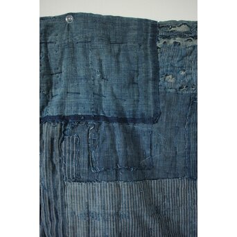 藍染 ボロ 継接ぎの敷物　U114 