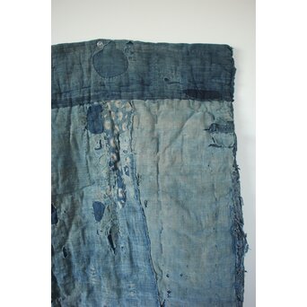 藍染 ボロ 継接ぎの敷物　U114 