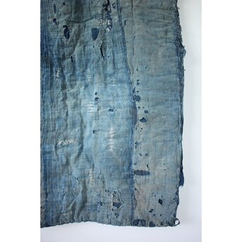 藍染 ボロ 継接ぎの敷物　U114 