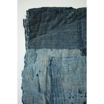 藍染 ボロ 継接ぎの敷物　U114 