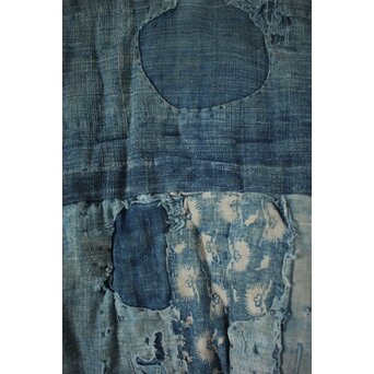 藍染 ボロ 継接ぎの敷物　U114 