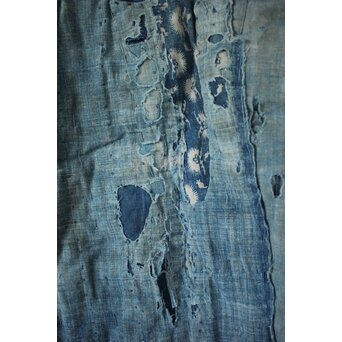 藍染 ボロ 継接ぎの敷物　U114 