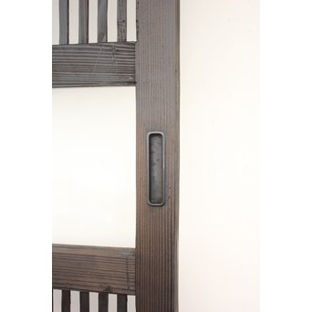 黄色ガラスの黒格子戸 4枚1組　L1005 