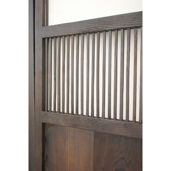 黄色ガラスの黒格子戸 4枚1組　L1005 