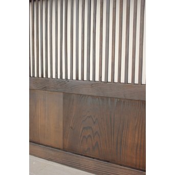 黄色ガラスの黒格子戸 4枚1組　L1005 