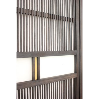 黄色ガラスの黒格子戸 4枚1組　L1005 