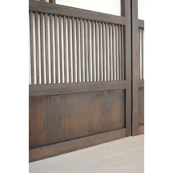 黄色ガラスの黒格子戸 4枚1組　L1005 