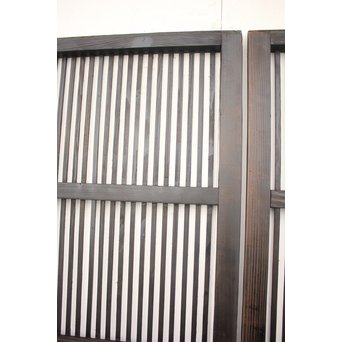 黄色ガラスの黒格子戸 4枚1組　L1005 