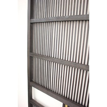 黄色ガラスの黒格子戸 4枚1組　L1005 