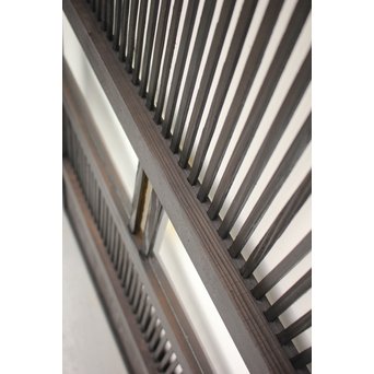 黄色ガラスの黒格子戸 4枚1組　L1005 