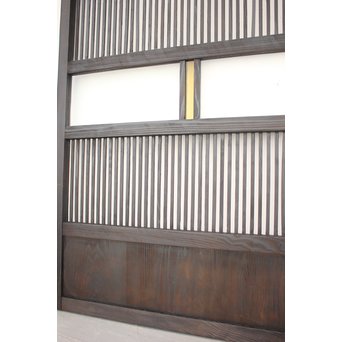 黄色ガラスの黒格子戸 4枚1組　L1005 