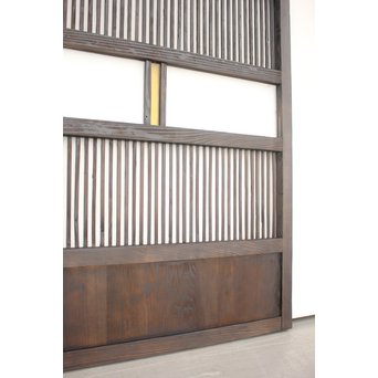 黄色ガラスの黒格子戸 4枚1組　L1005 