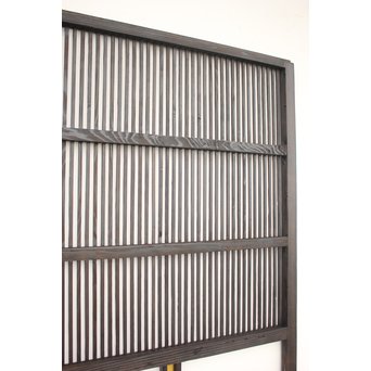 黄色ガラスの黒格子戸 4枚1組　L1005 