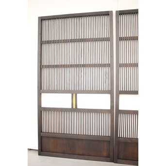 黄色ガラスの黒格子戸 4枚1組　L1005 