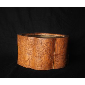 瓢箪漢詩彫 [知足以自誡] 火鉢　X157