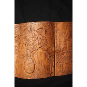 瓢箪漢詩彫 [知足以自誡] 火鉢　X157 