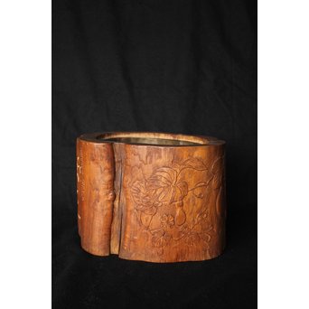 瓢箪漢詩彫 [知足以自誡] 火鉢　X157 